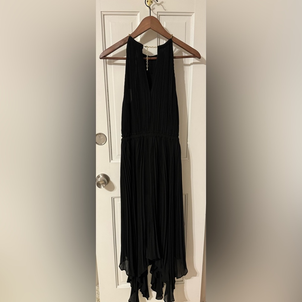 Michael Kors Black Pleated Georgette Halter Dress size small